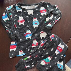 Little Sleepies Black Polar Bear Holiday Pajama Set with Red Blue Green Accents